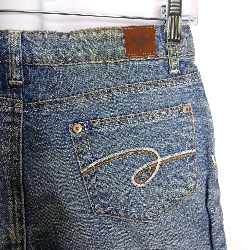 Justice Jeans Distrssed Denim Shorts Patches Cuffed Mid Rise Youth Kids Girls 14 - Picture 5 of 6